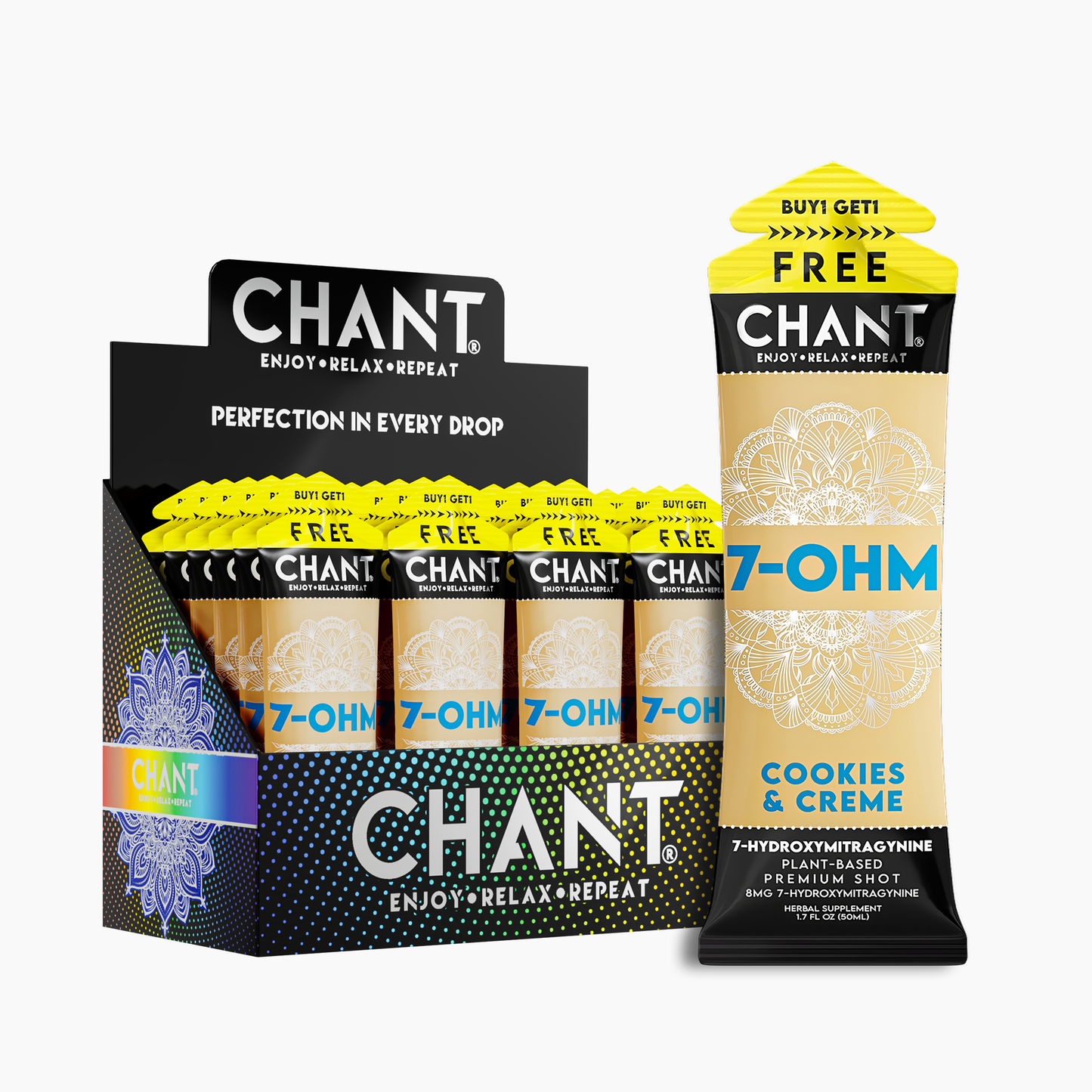 Chant 7-OHM Shot Cookies & Creme Bliss Buy 1 Get 1 FREE – 12 Ct