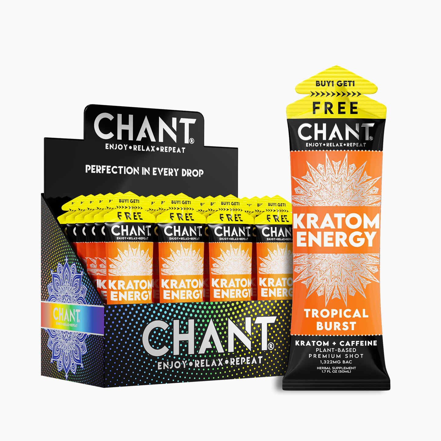 Chant Kratom Energy Shot Tropical Burst Buy 1 Get 1 FREE – 12 Ct