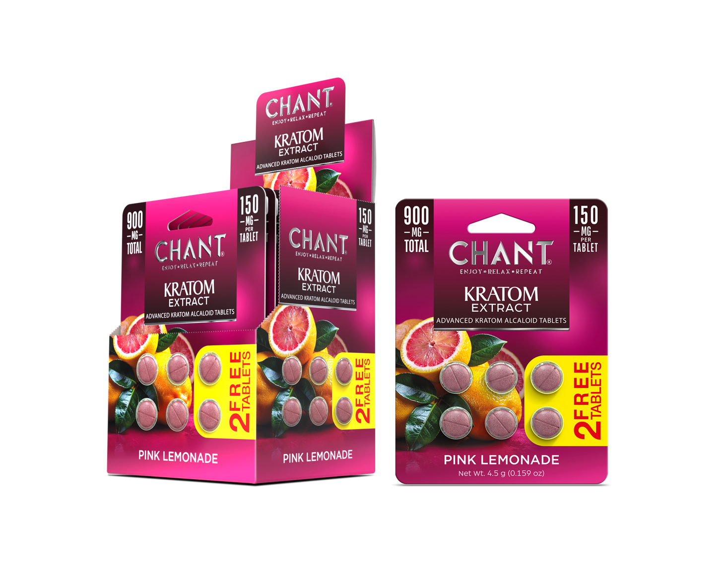Chant Kratom Tablets - Pink Lemonade - 150mg - 6ct Blisters - 12ct Display