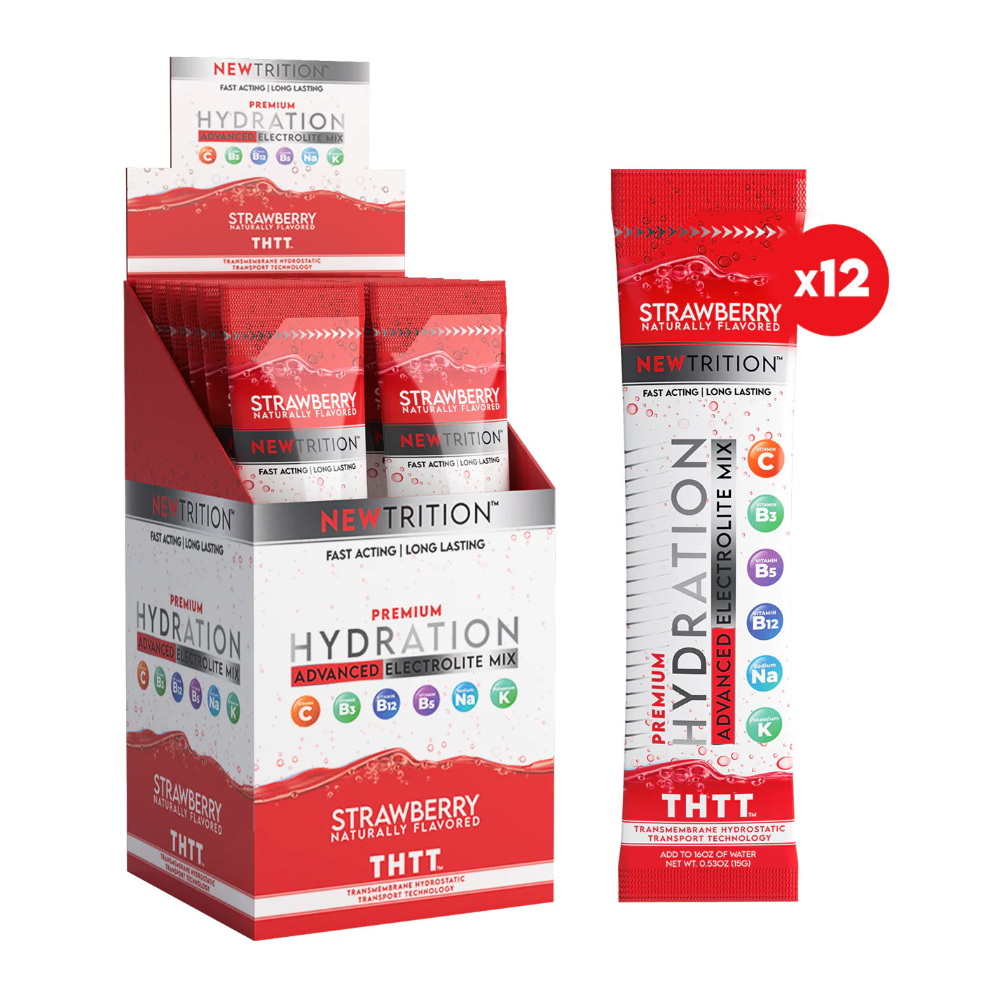 NewTrition Hydration Powder Strawberry - 12Ct