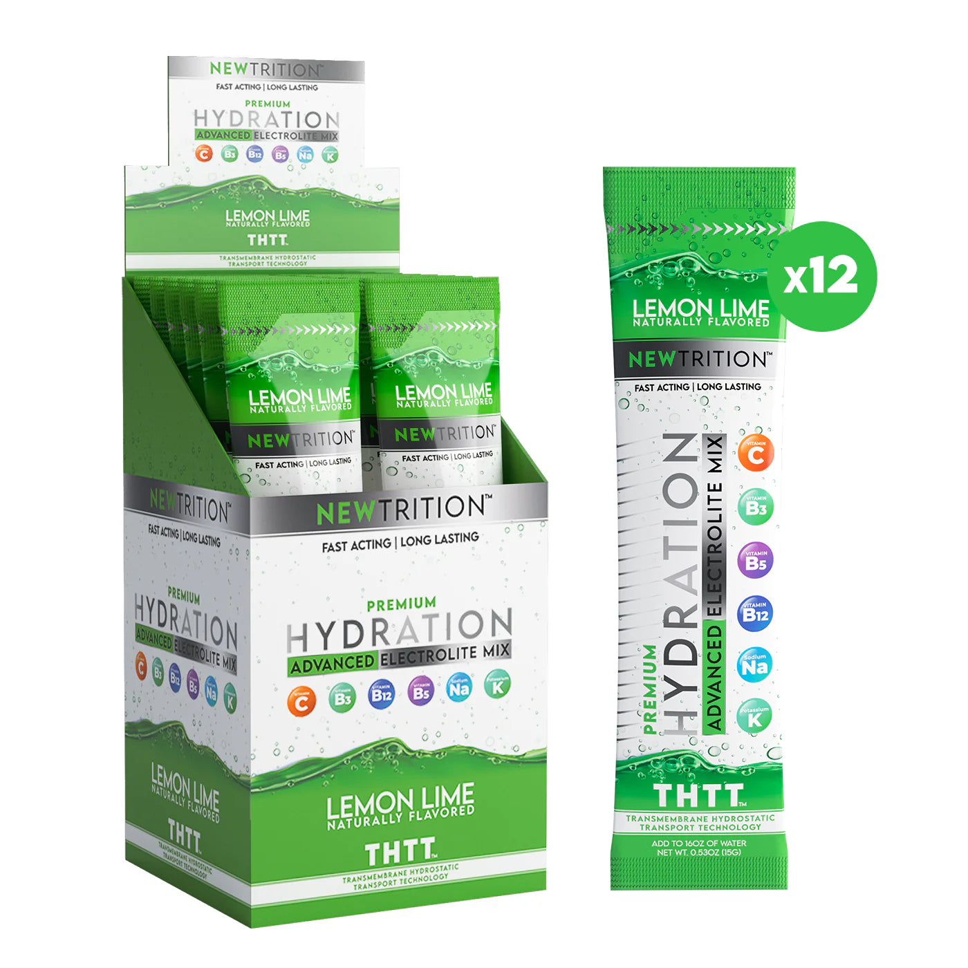 NewTrition Hydration Powder Lemon Lime - 12Ct