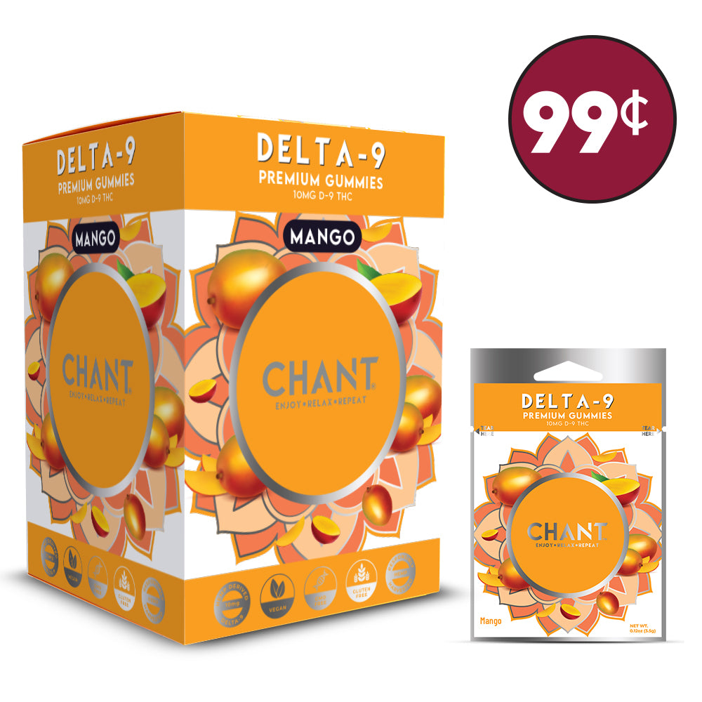 Chant Delta-9 THC Gummy Mango Prepriced 99₵ – 60 Ct