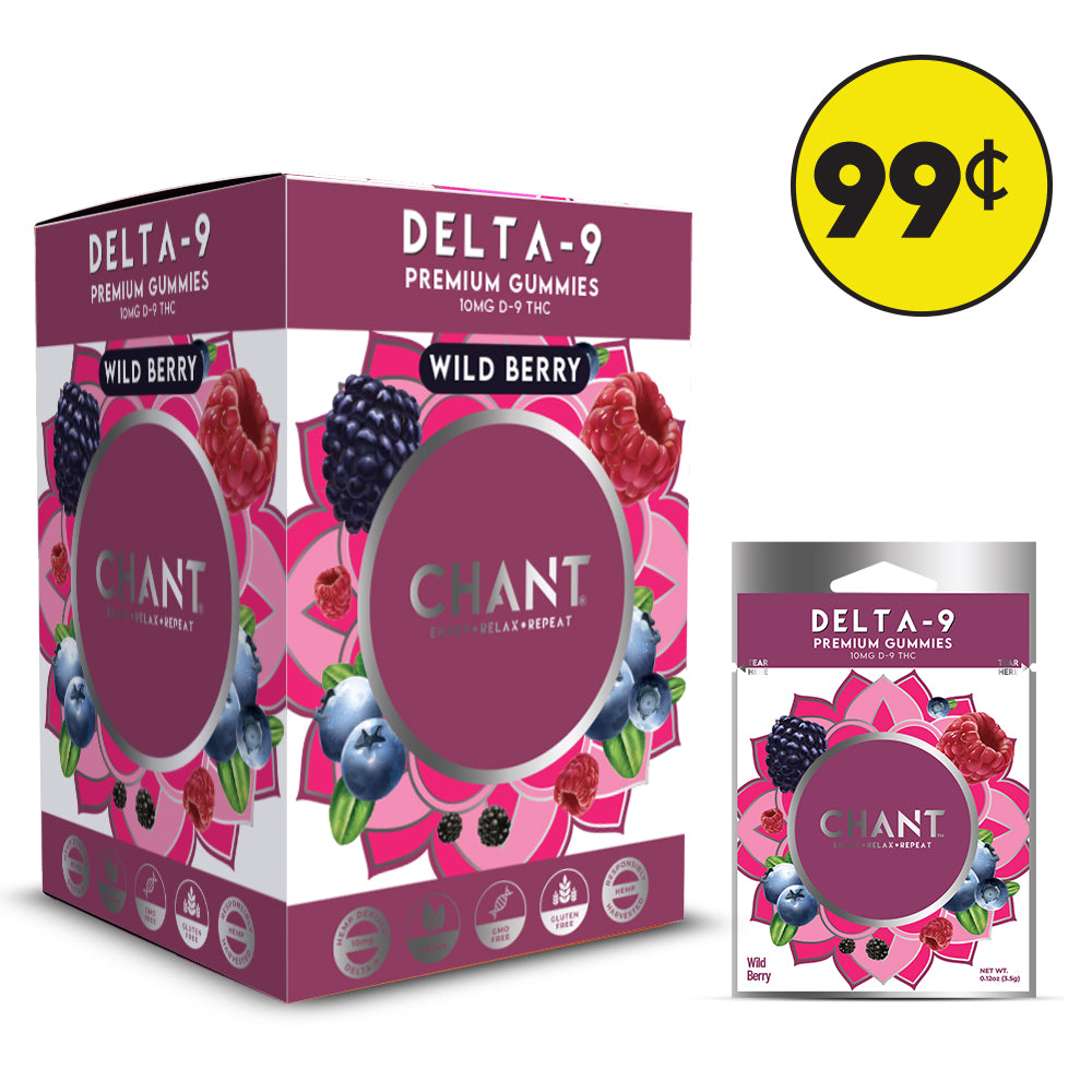 Chant Delta-9 THC Gummy Wild Berry Prepriced 99₵ – 60 Ct