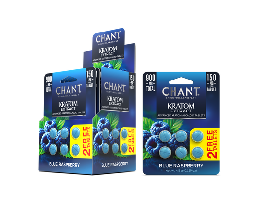 Chant Kratom Tablets - Blue Raspberry - 150mg - 6ct Blisters - 12ct Display