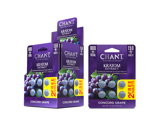 Chant Kratom Tablets - Concord Grape - 150mg - 6ct Blisters - 12ct Display